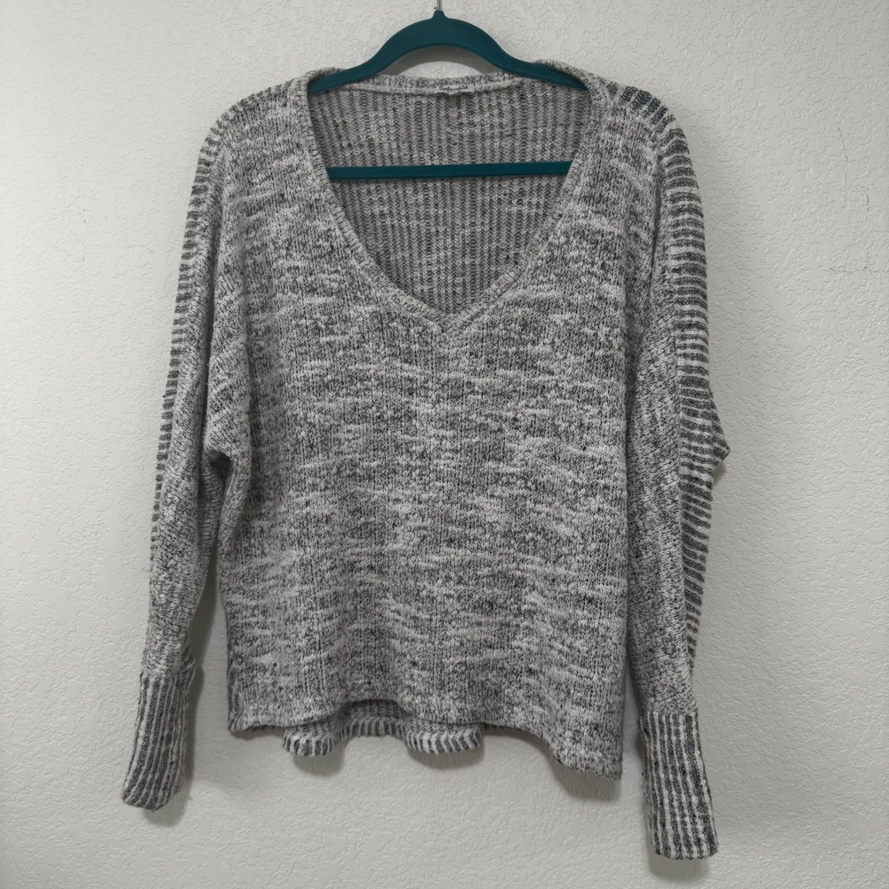 Splendid Marled Knit V Neck Pullover Sweater XL Made in USA